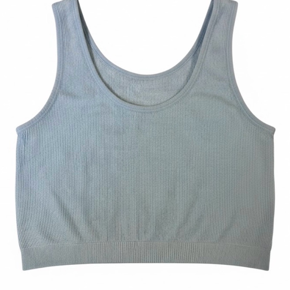 Cali Sport Women’s Ribbed Sports Crop Tank Baby blue SZ MED Athletic Wear
